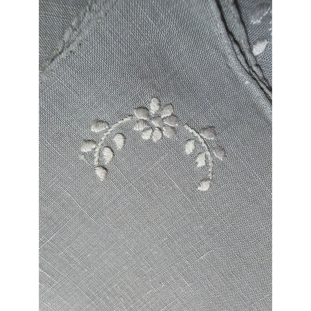 Vintage Hand-Embroidered Linen Napkins Handkerchief Floral Flowers Set Of 12